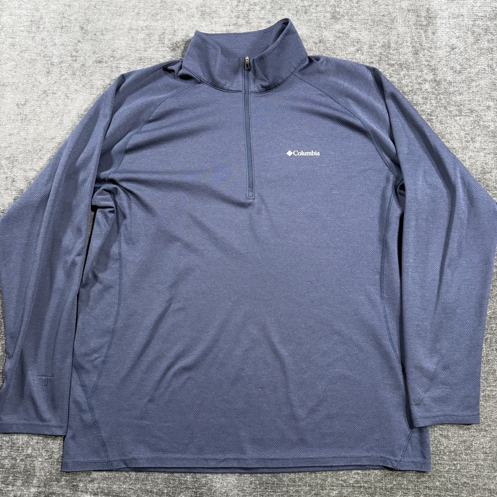 Columbia Omni-Shade Men's Size XXL Navy Blue Quarter-Zip Pullover Sun Protection